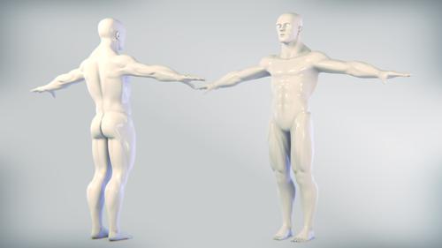 Body male with muscle topology preview image